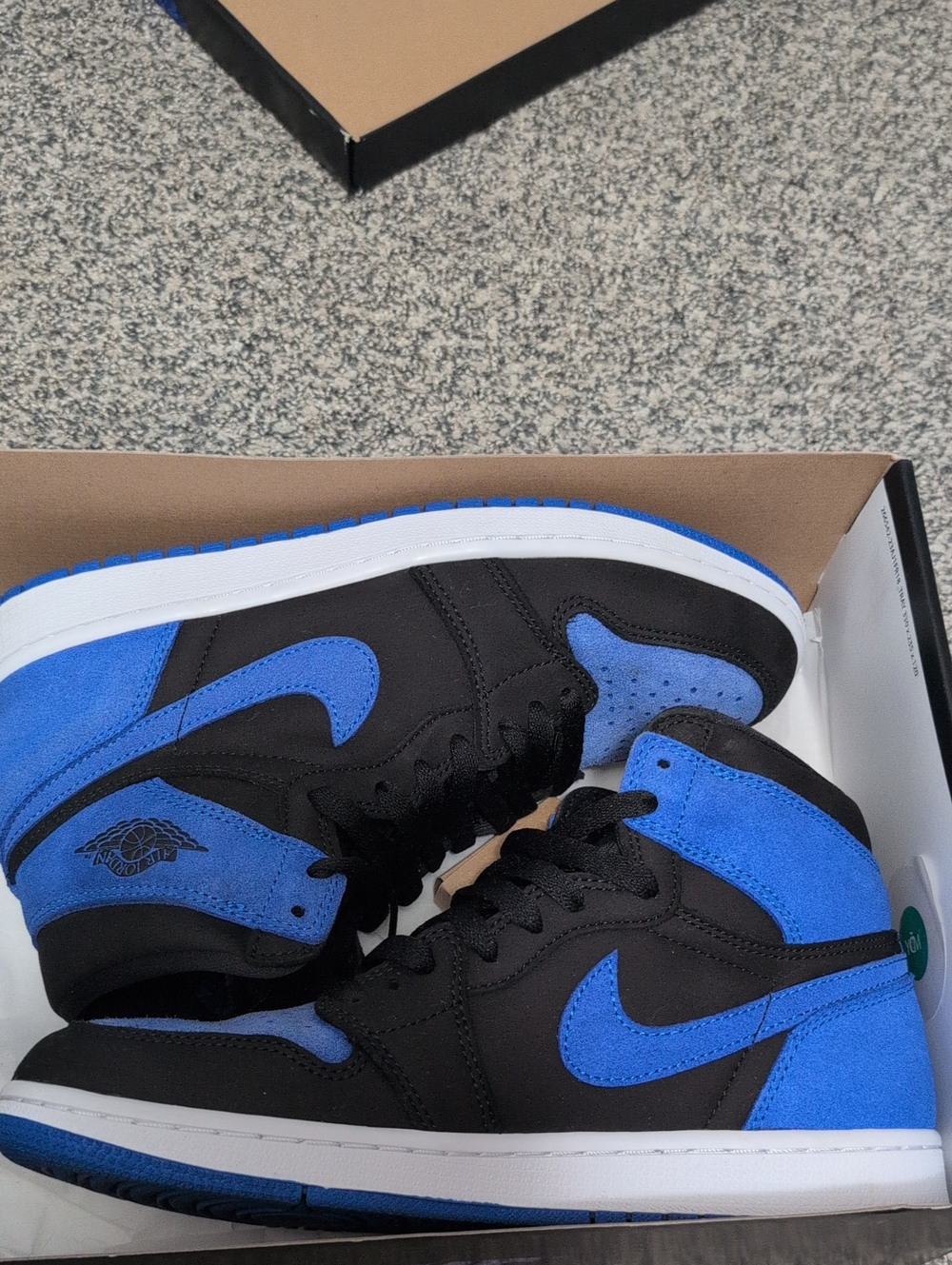 Jordan 1 High Og Retro Sneakers in Black and Blue Suede 8 1/2 Mens